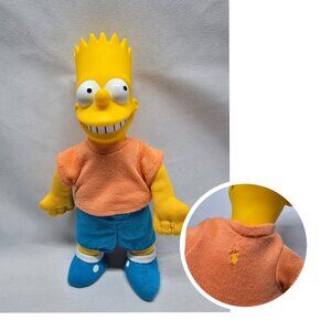 Vintage 1990 Bart Simpson Plush Doll Toy Burger King Collectible Vinyl Head-READ